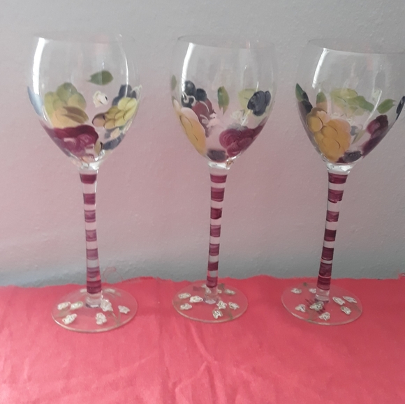 ❤❤🏡 NEW 3 SET GLASS OF WINE HAND PAINTED.  C 30 - Picture 12 of 14